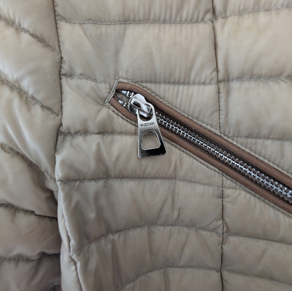 RUDSAK Tan Quilted Asymmetric Puffer Jacket - Picture 3 of 12